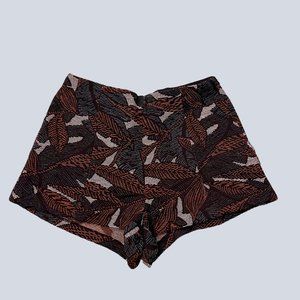 High Waisted Shorts Wide Leg Woven Leaf Print Flat Lay Heavy Weight